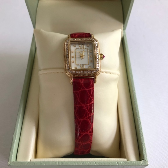 Judith Ripka 14K Gold 1/2 cttw Diamond &Rubi Watch - Picture 8 of 8